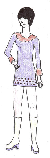 An illustration of a 60s dotted minidress