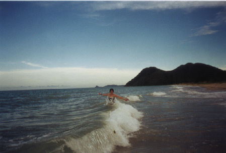 Playing in the waves