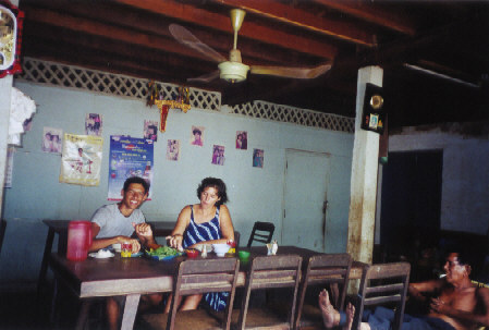 Eating Lao specialty 'Laap' with water buffalo