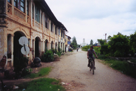 Biking through downtown Savannakhet