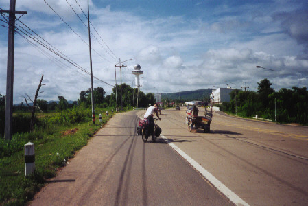 Leaving Mukdahan (it took a little time adjusting to left driving).