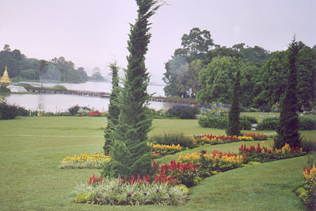 Flowerbeds in botanical garden